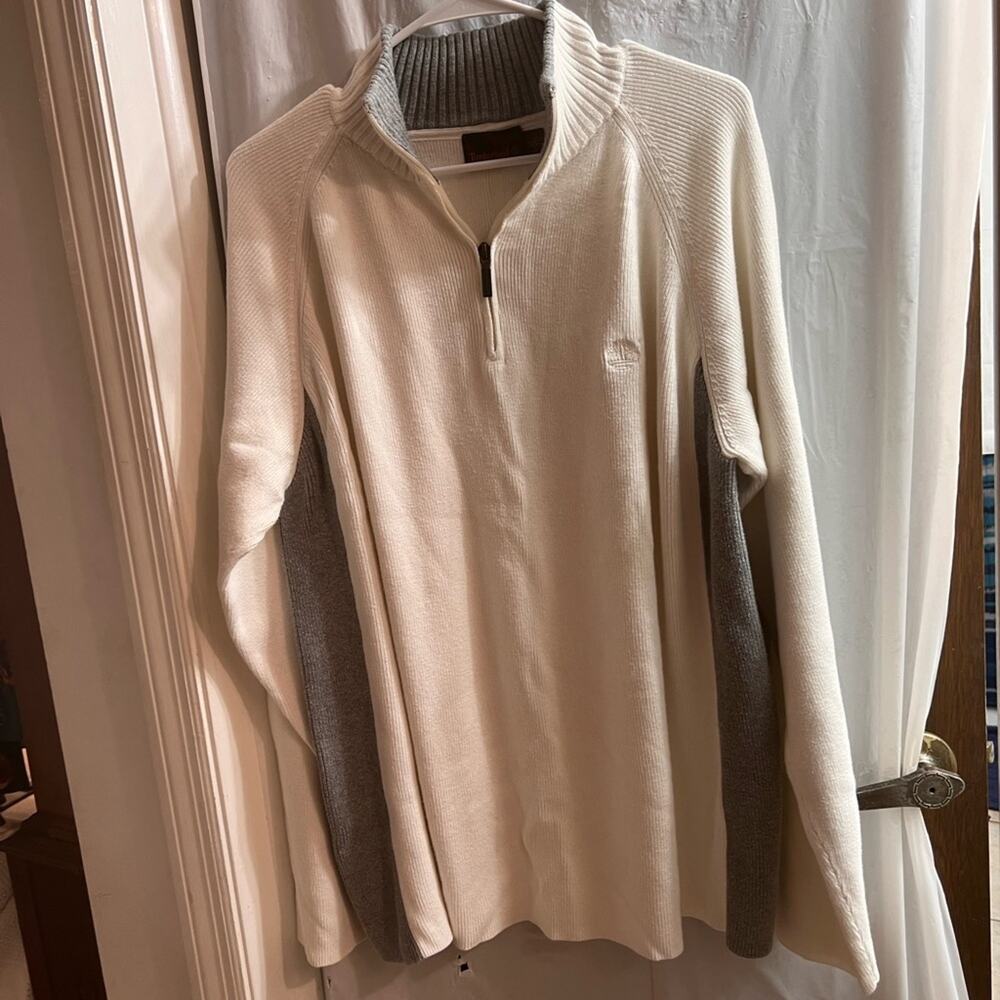 Timberland white gray men’s 1/4 zip sweater high neck size xl